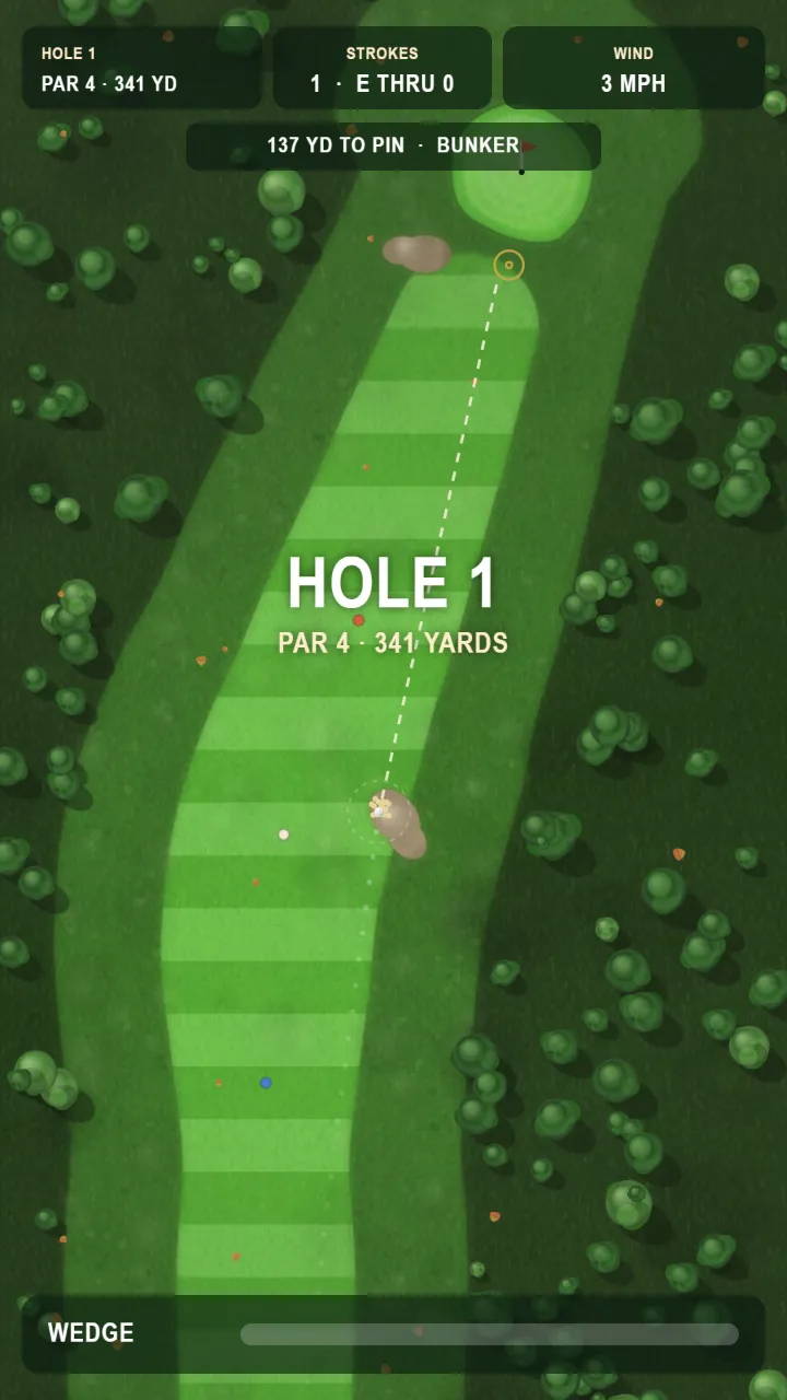 Ball plugged in a greenside sand bunker