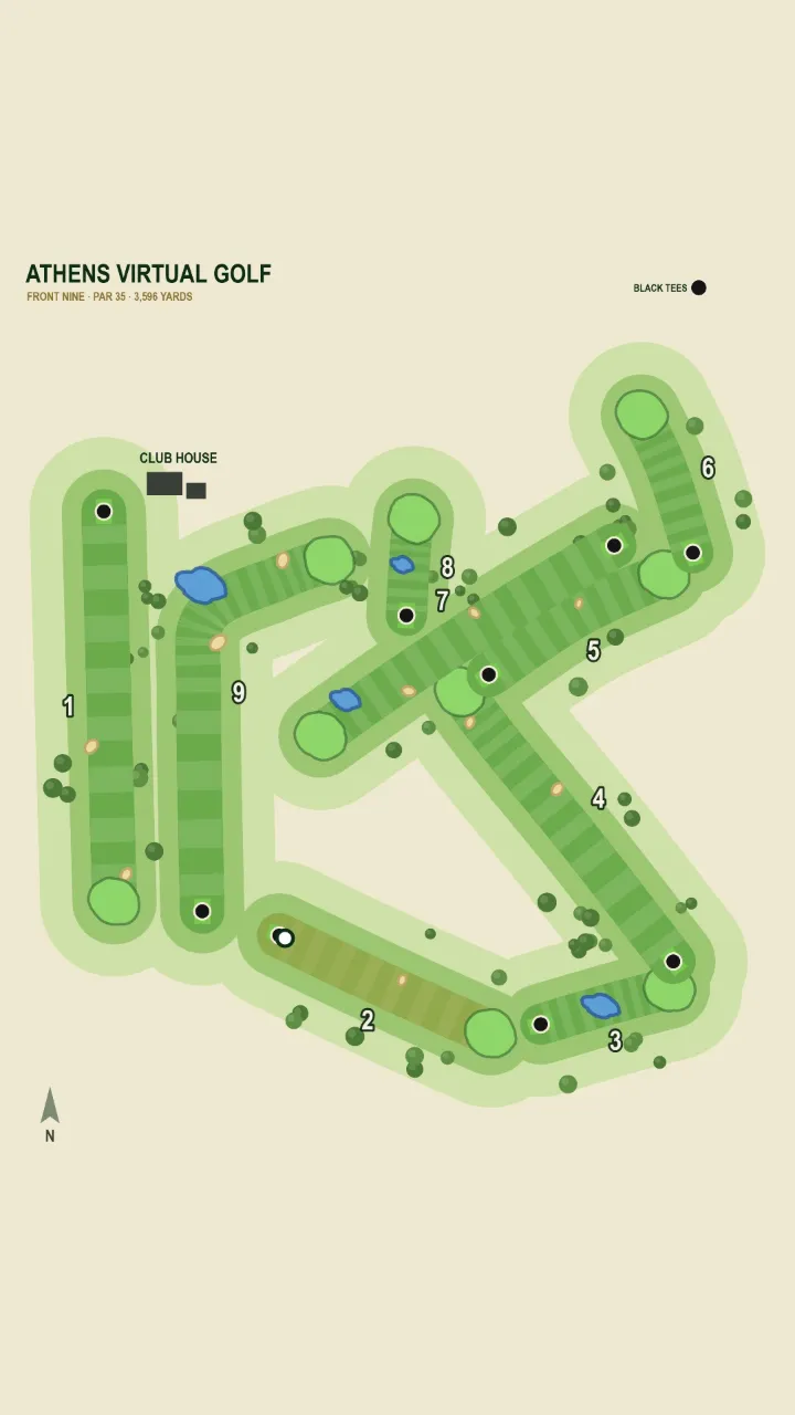 Illustrated course map of the front nine